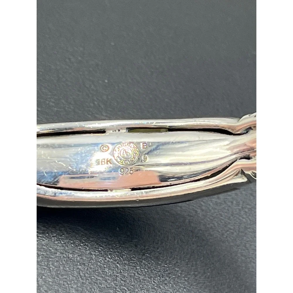 Asch Grossbardt Sterling Silver 18K Onyx Mother of Pearl Inlay Cuff Bracelet
